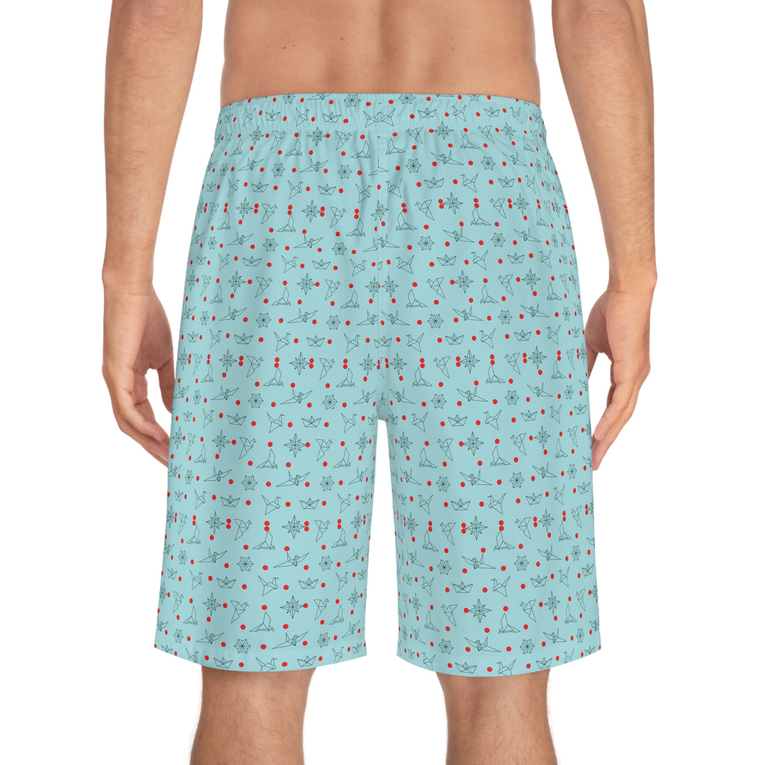 Icy Blue Origami Men's Board Shorts (AOP)