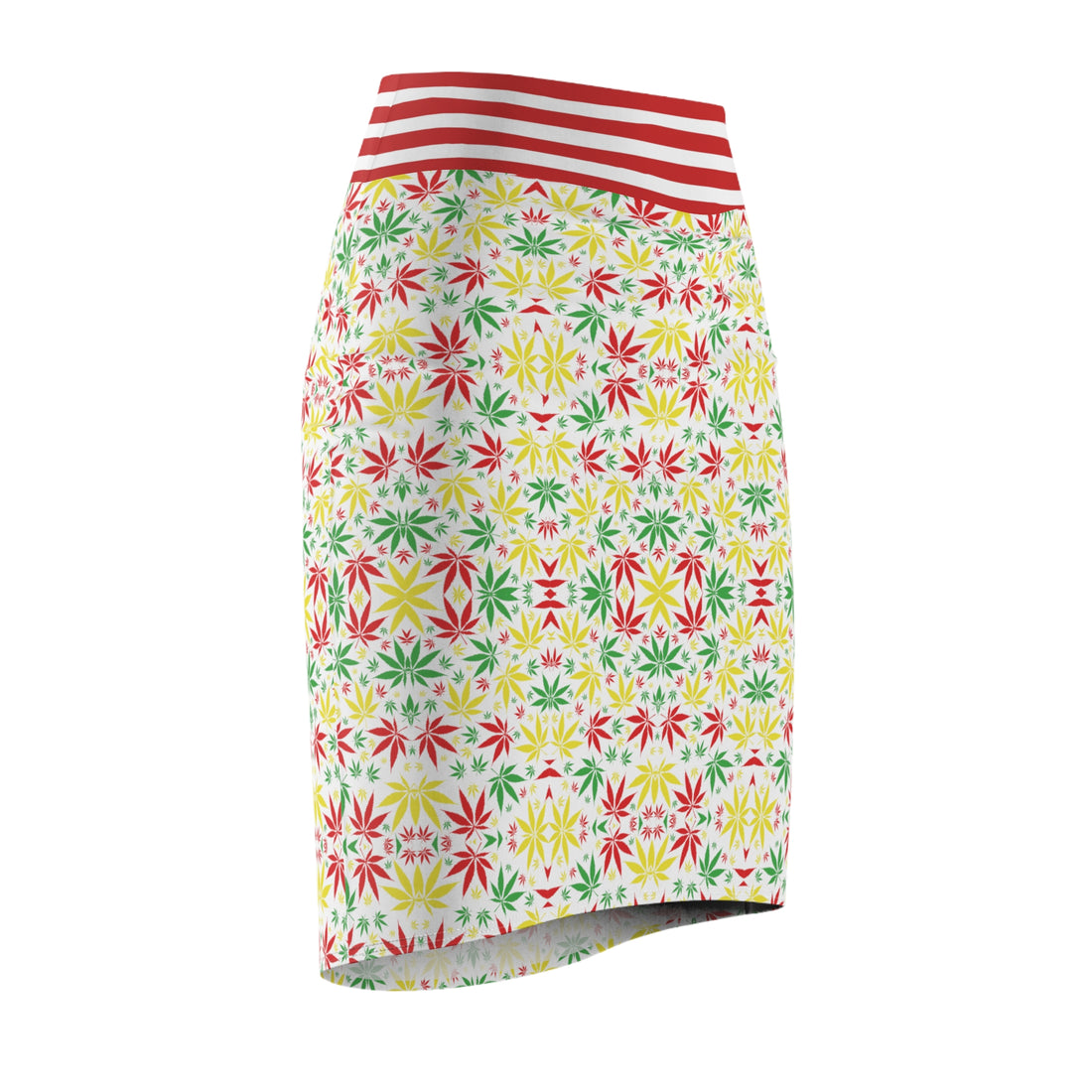 White Tropical Rasta Toned Pencil Skirt