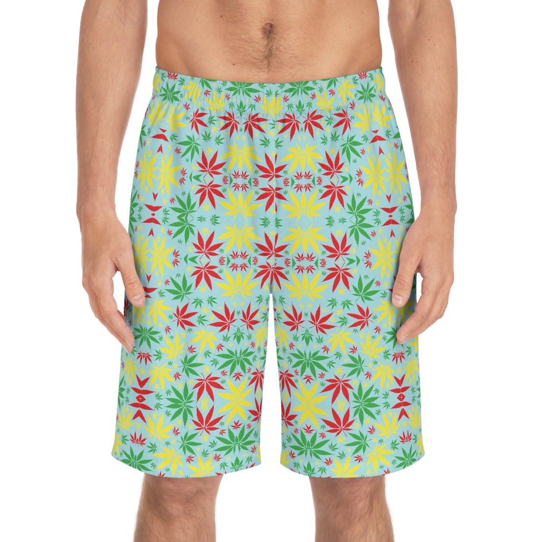 Icy Blue Rasta Toned Men's Board Shorts (AOP)