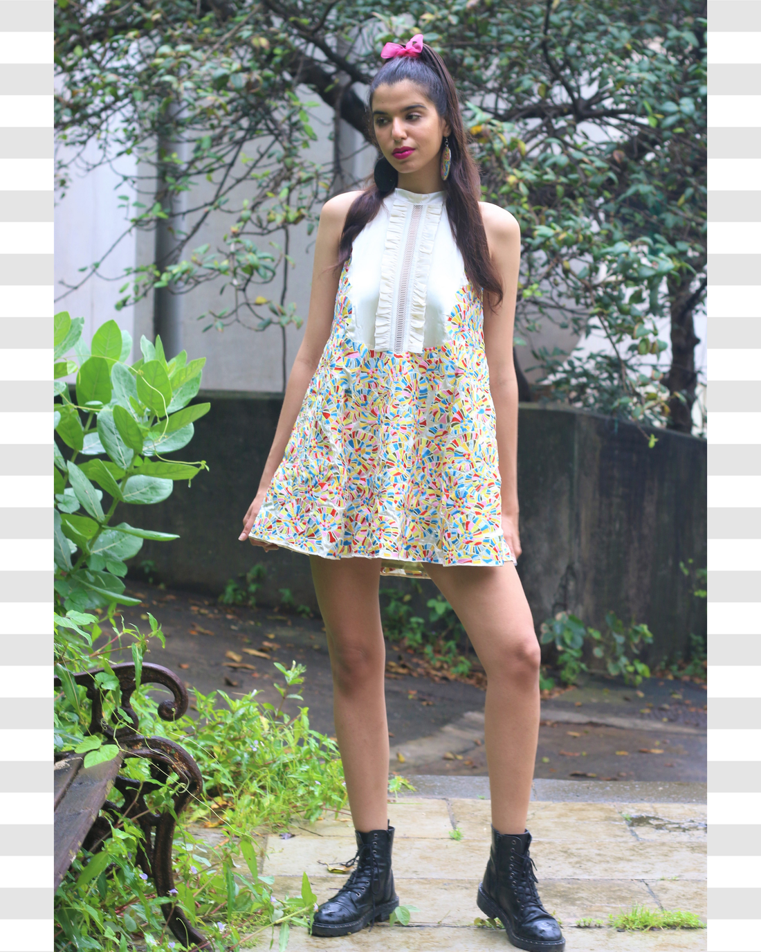 Floral Embroidered Cutwork Trapeze Dress