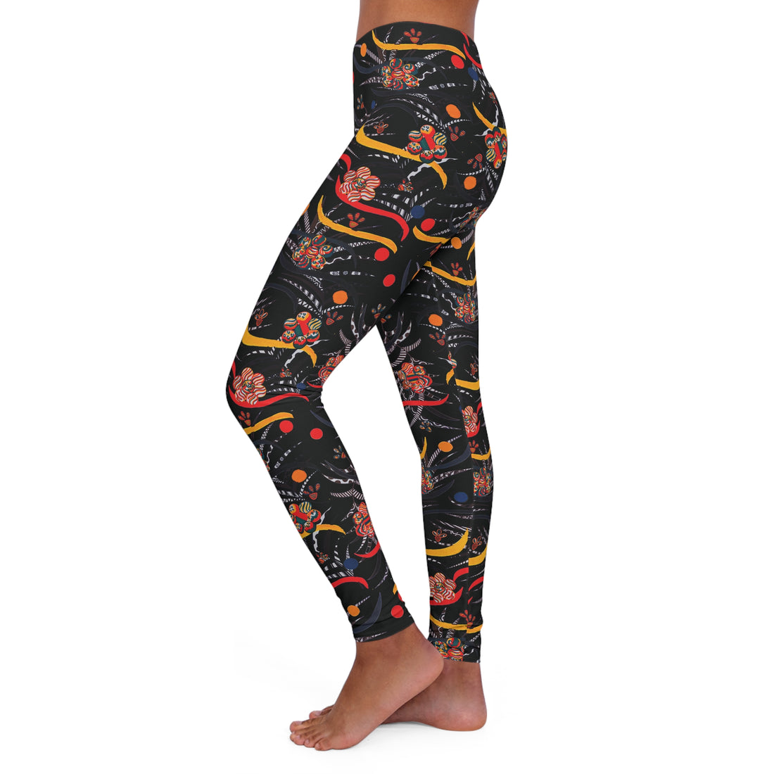 Black Wilderness Print Spandex Leggings