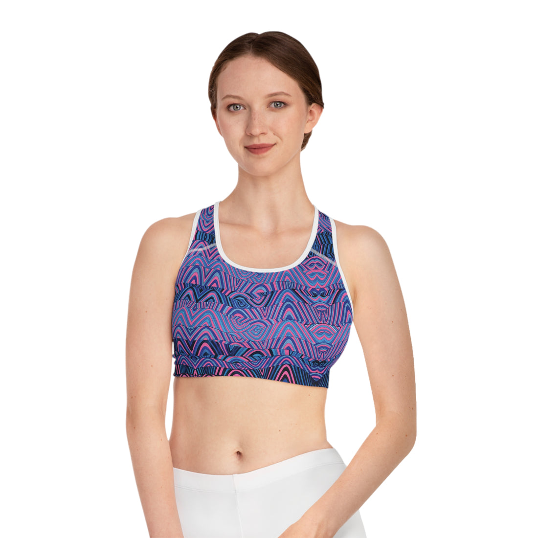 Rose Sonic (AOP) Racerback Sports Bra