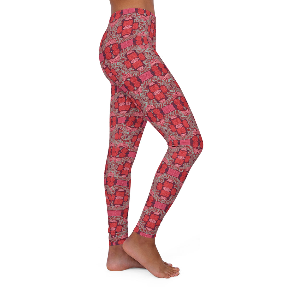 Red Geometric Print Spandex Leggings