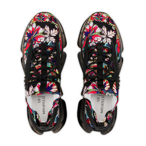 Black Floral Pop OTT Men's Mesh Knit Sneakers