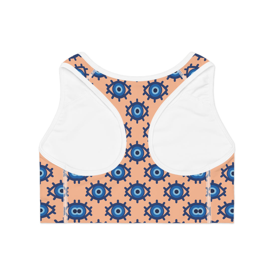 Peach Fuzz Evil Eye (AOP) Sports Bra