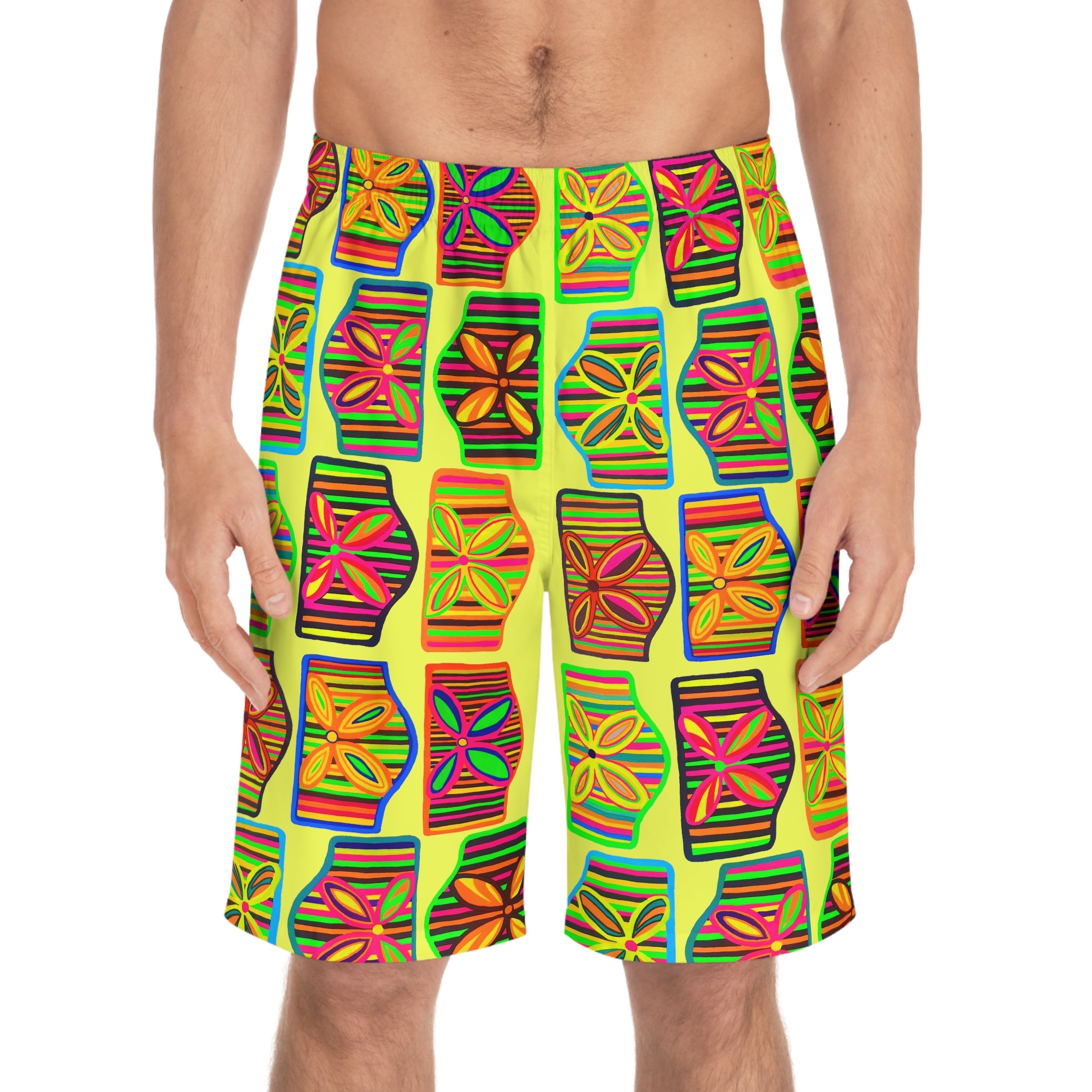 canary men's art deco print board shorts