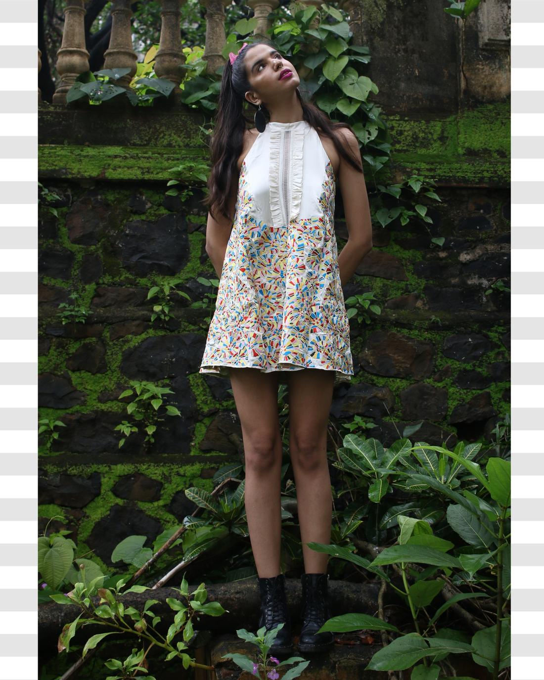 Floral Embroidered Cutwork Trapeze Dress