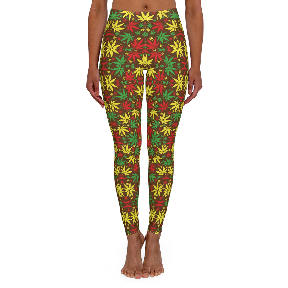 Brown Tropical Rasta Toned Spandex Leggings