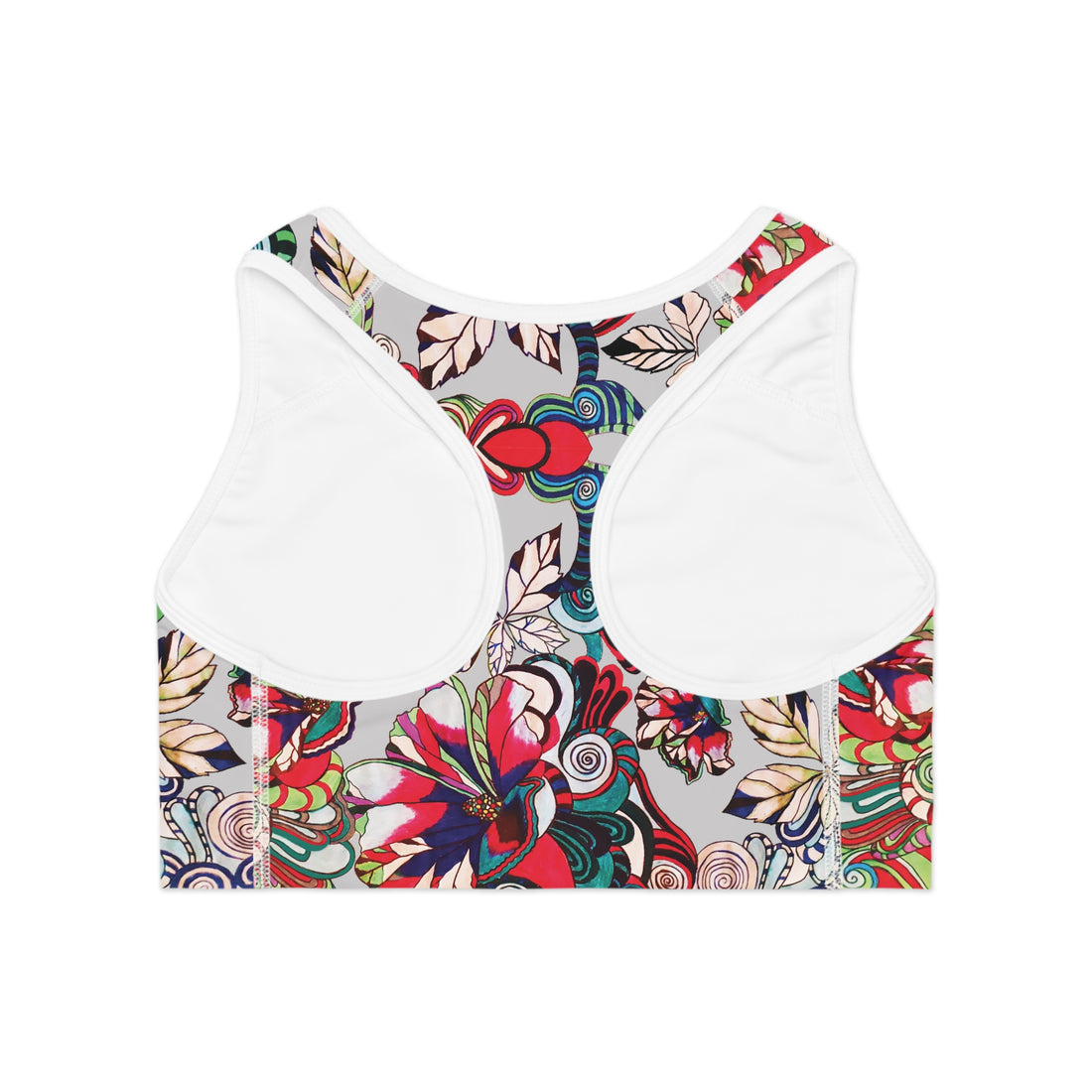 Slate Graphic Floral Pop Racer Back (AOP) Sports Bra