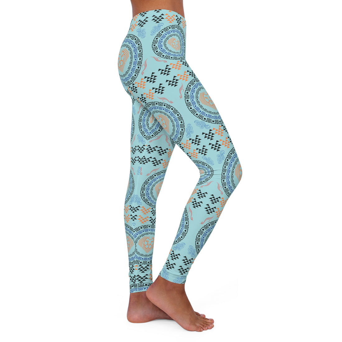 Icy Blue lion head Spandex Leggings