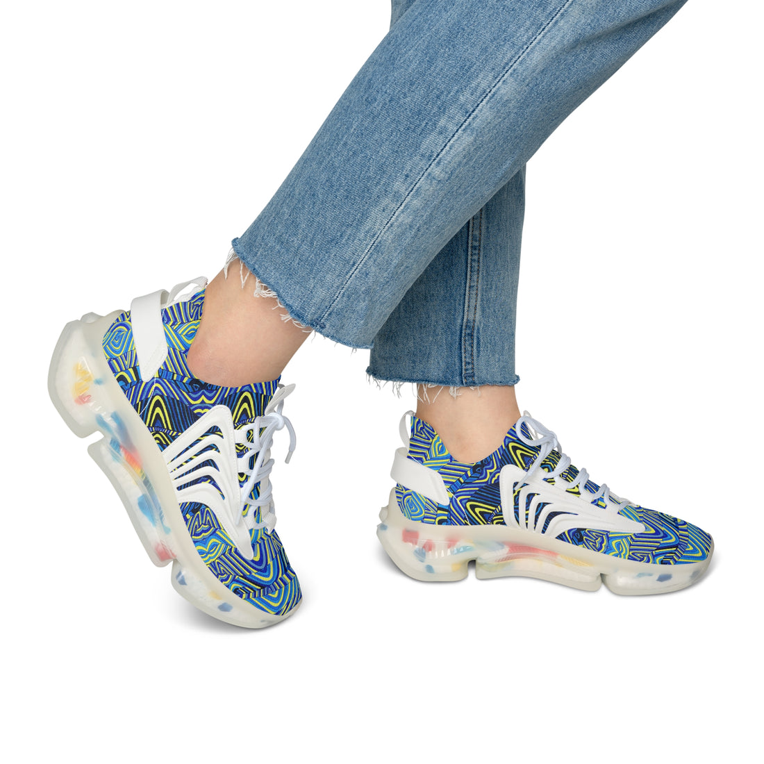 canary women's sonic waves print mesh knit sneakers