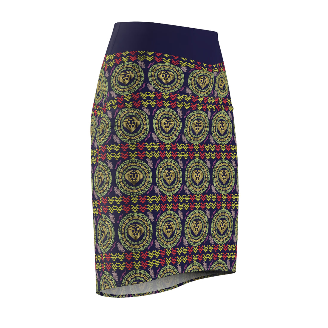 Ink Geo Lion Head Pencil Skirt