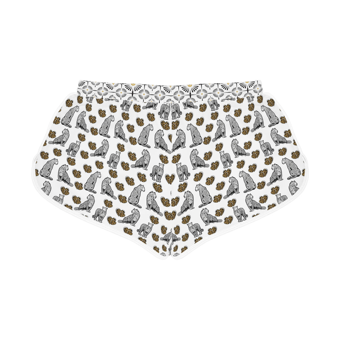 White Cheetah Hearts Relaxed Shorts