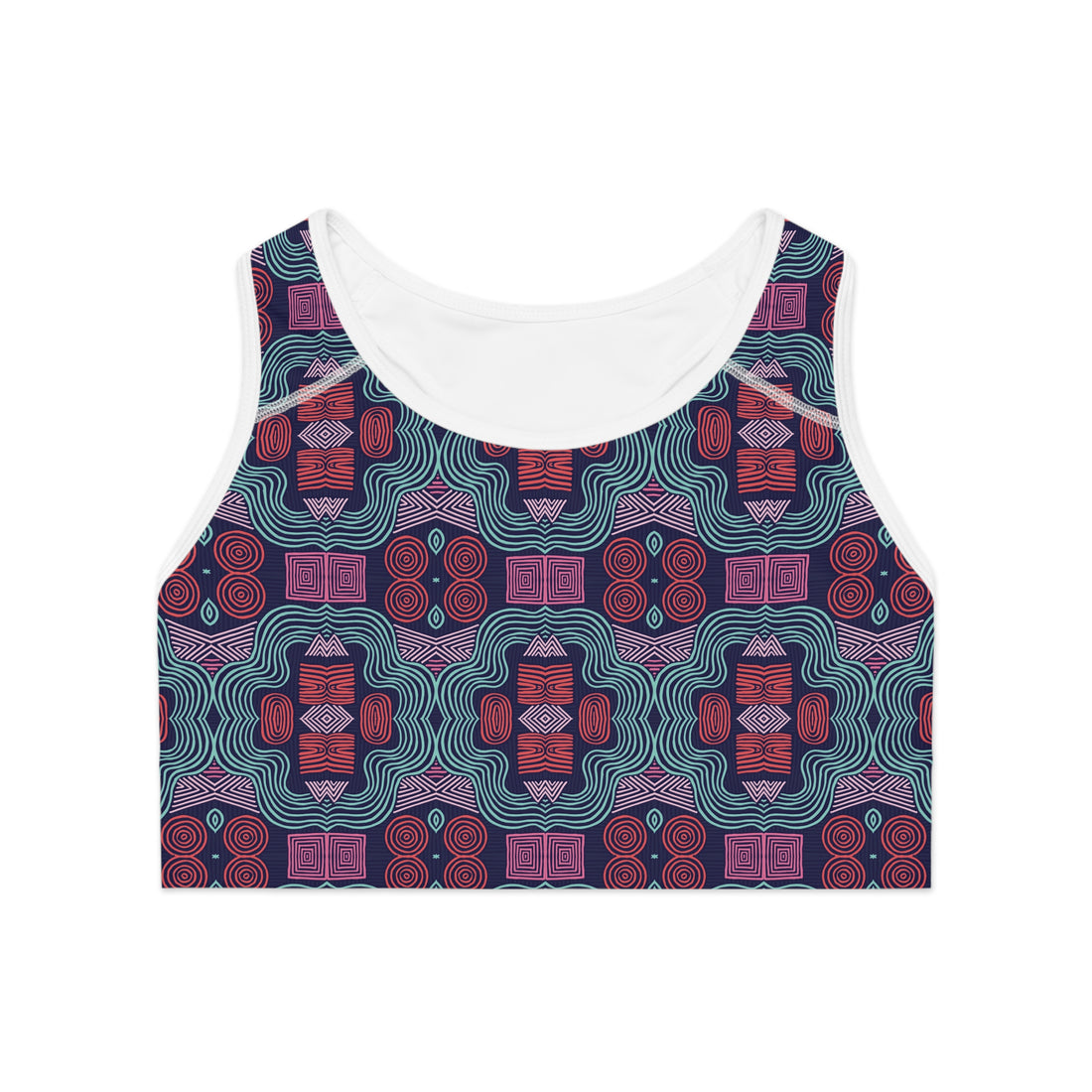 Ink Geometric Print (AOP) Racerback Sports Bra