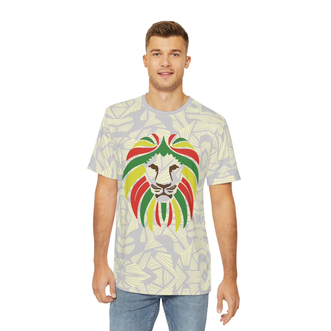 Slate Lion Head Men's Polyester Tee (AOP)