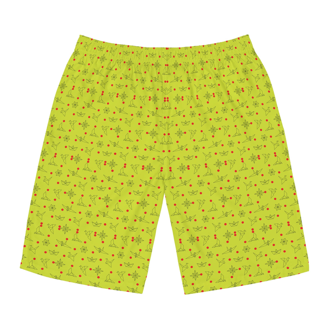 Lime Origami Men's Board Shorts (AOP)