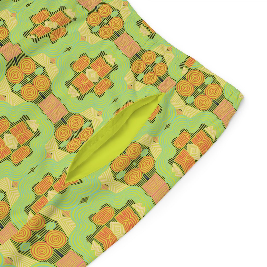 Lime Geometric Print Men's Board Shorts (AOP)