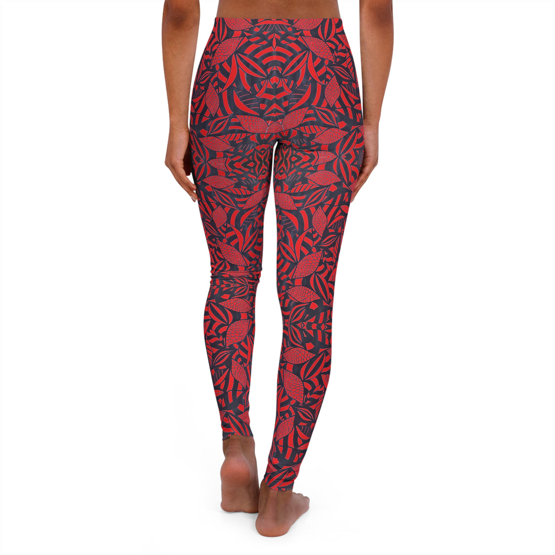 Red Tropical Minimalist Spandex Leggings