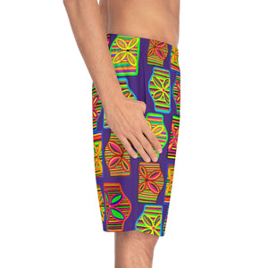 Purple Deco Print Men's Board Shorts (AOP)