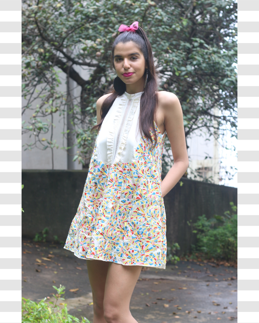 Floral Embroidered Cutwork Trapeze Dress