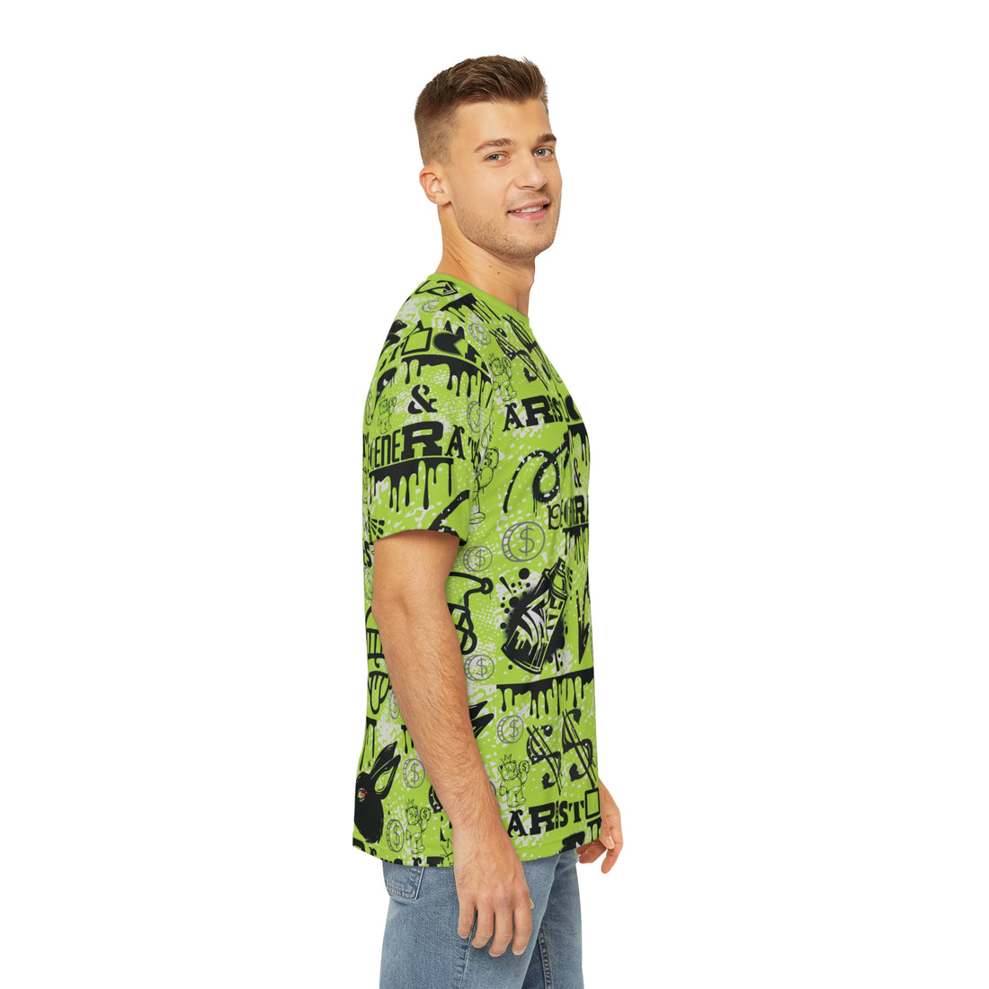 Lime Graphic Polar Men's Polyester Tee (AOP)