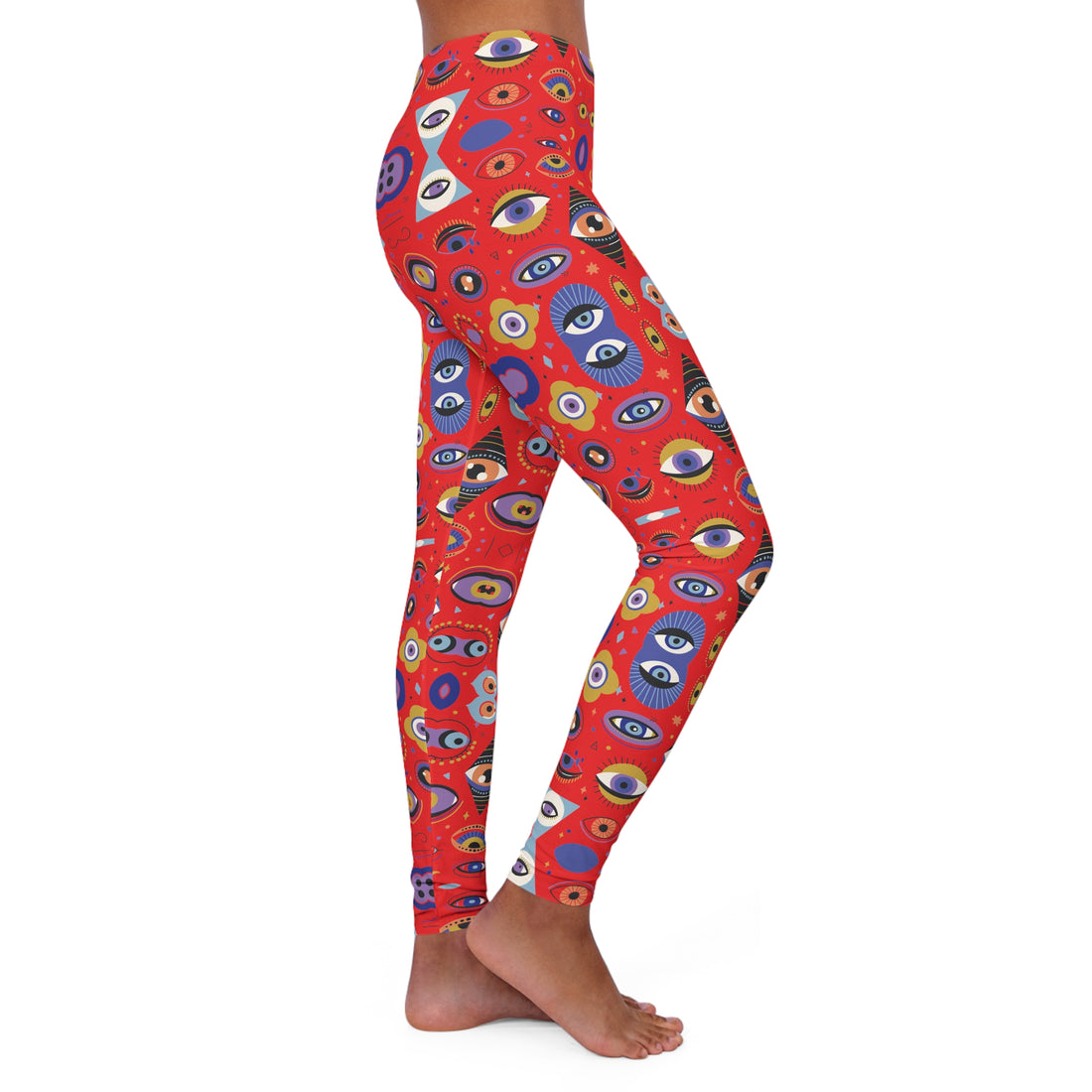 Red Abstract Evil Eye Spandex Leggings