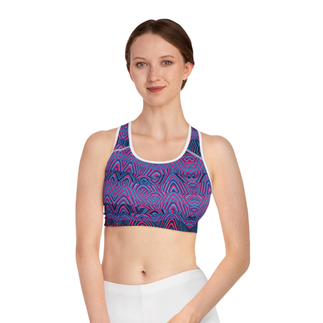 Hot Pink Sonic (AOP) Racerback Sports Bra