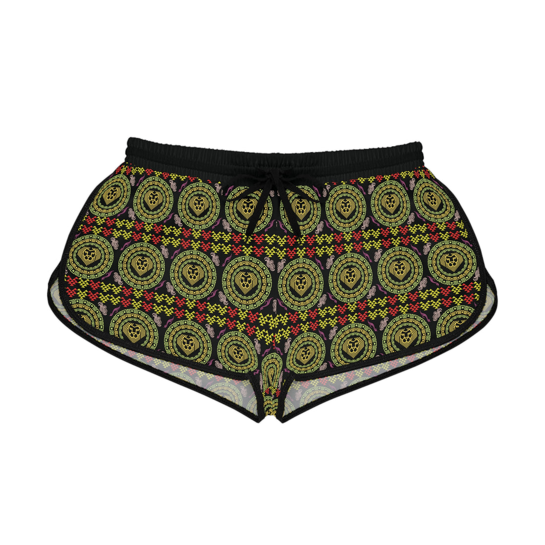 Black Geo Lion Head Relaxed Gym Shorts