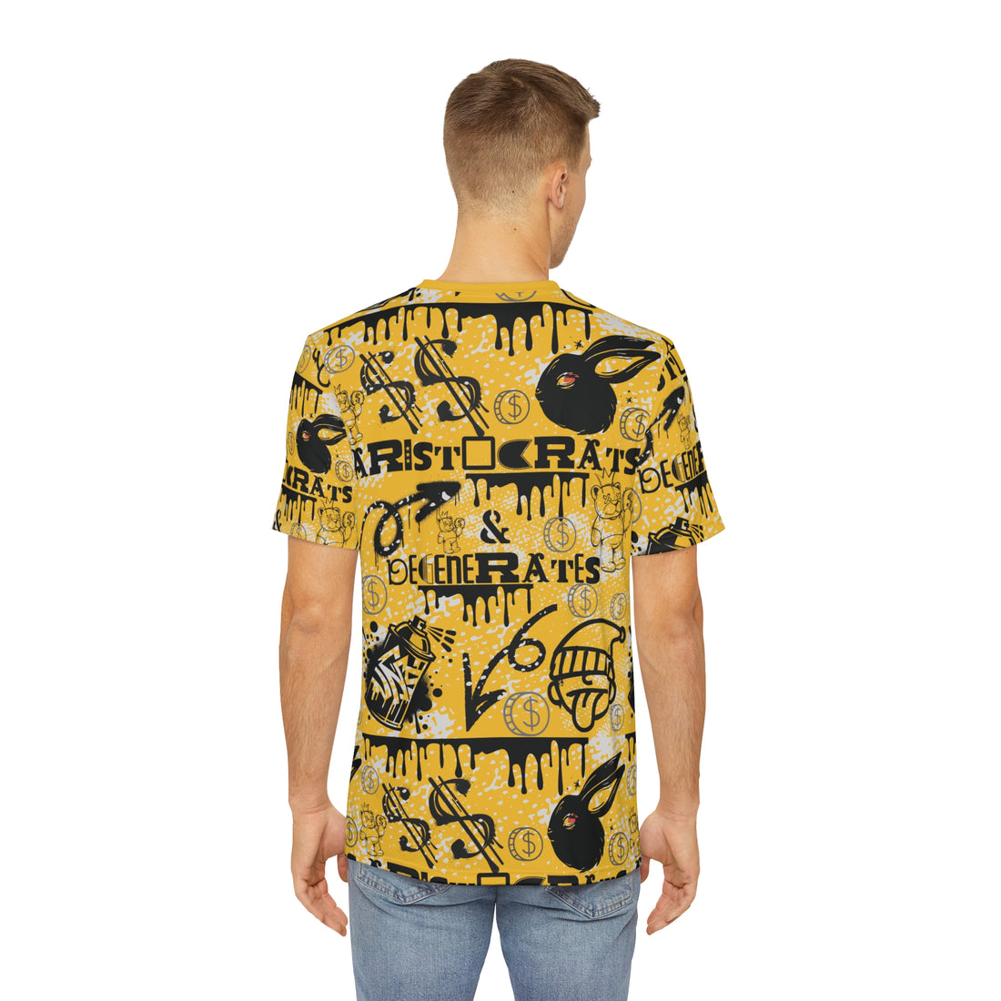 Yellow Graphic Polar Men's Polyester Tee (AOP)