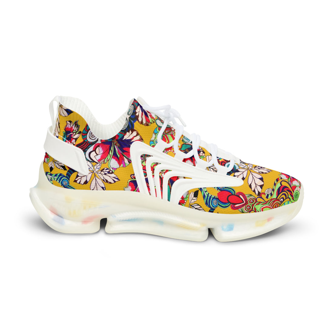 Yellow Floral Pop OTT Men's Mesh Knit Sneakers