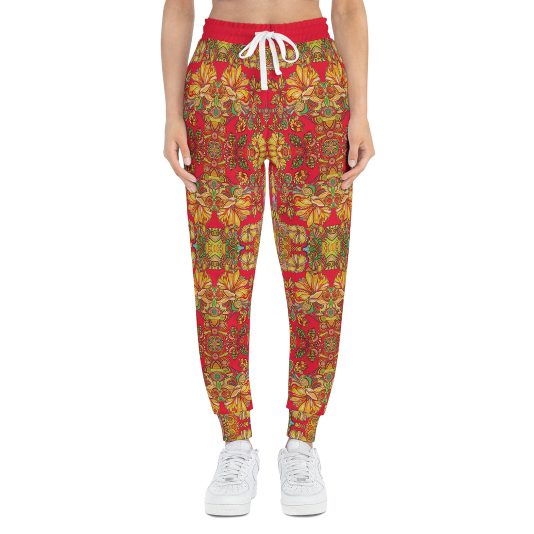 Red AOP Artsy Floral Joggers