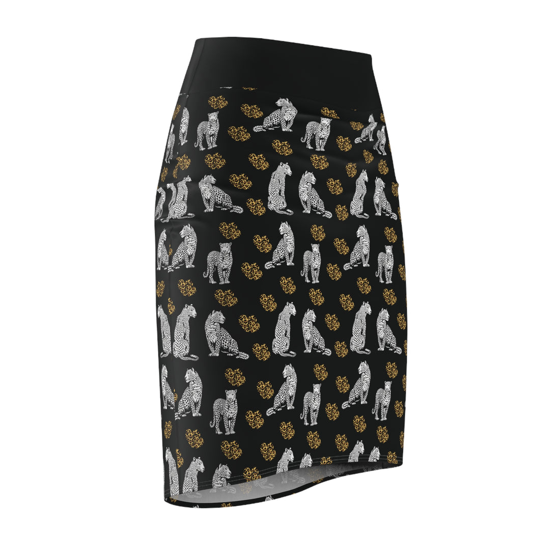 Black Cheetah Hearts Pencil Skirt