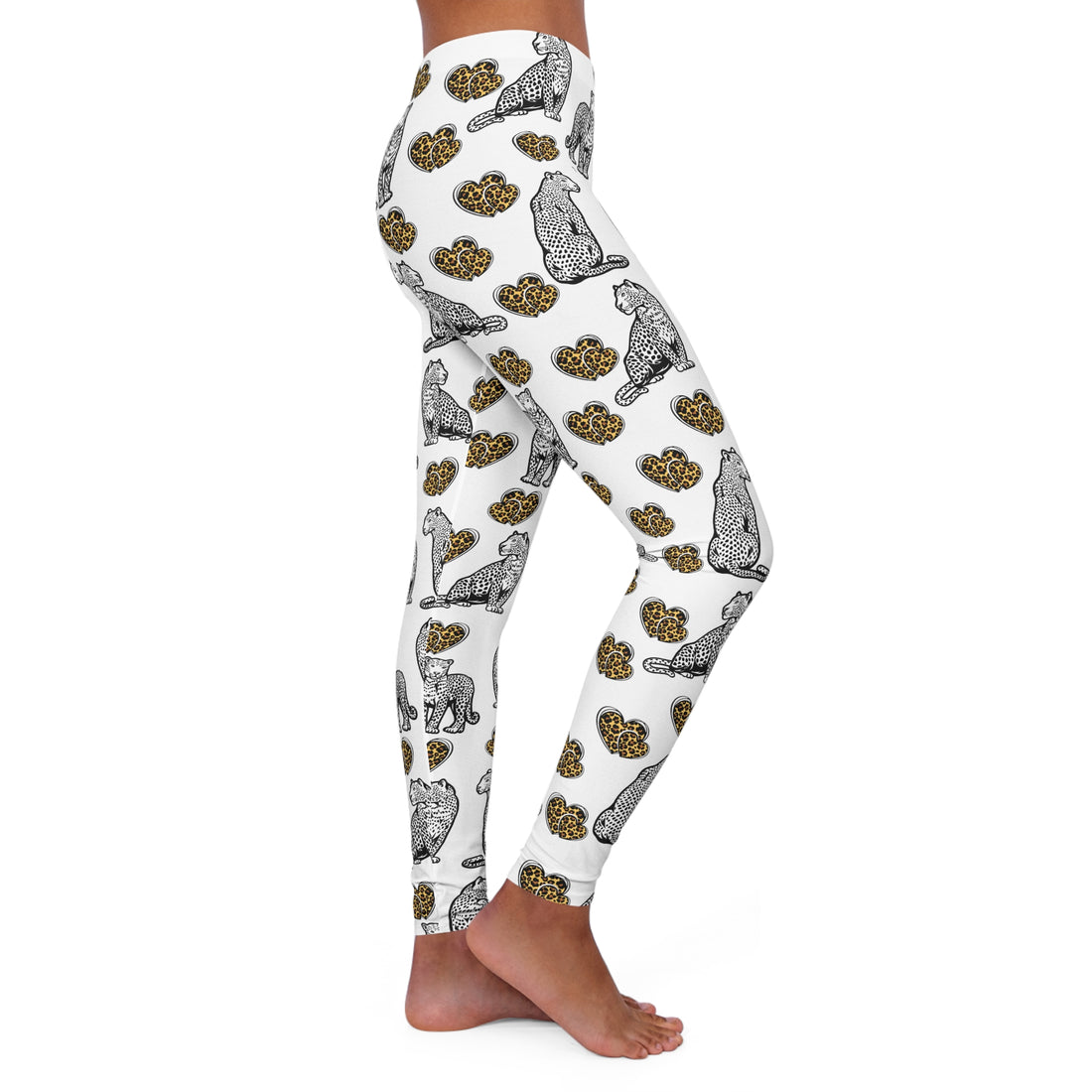 Cheetah Hearts Printed Spandex Leggings