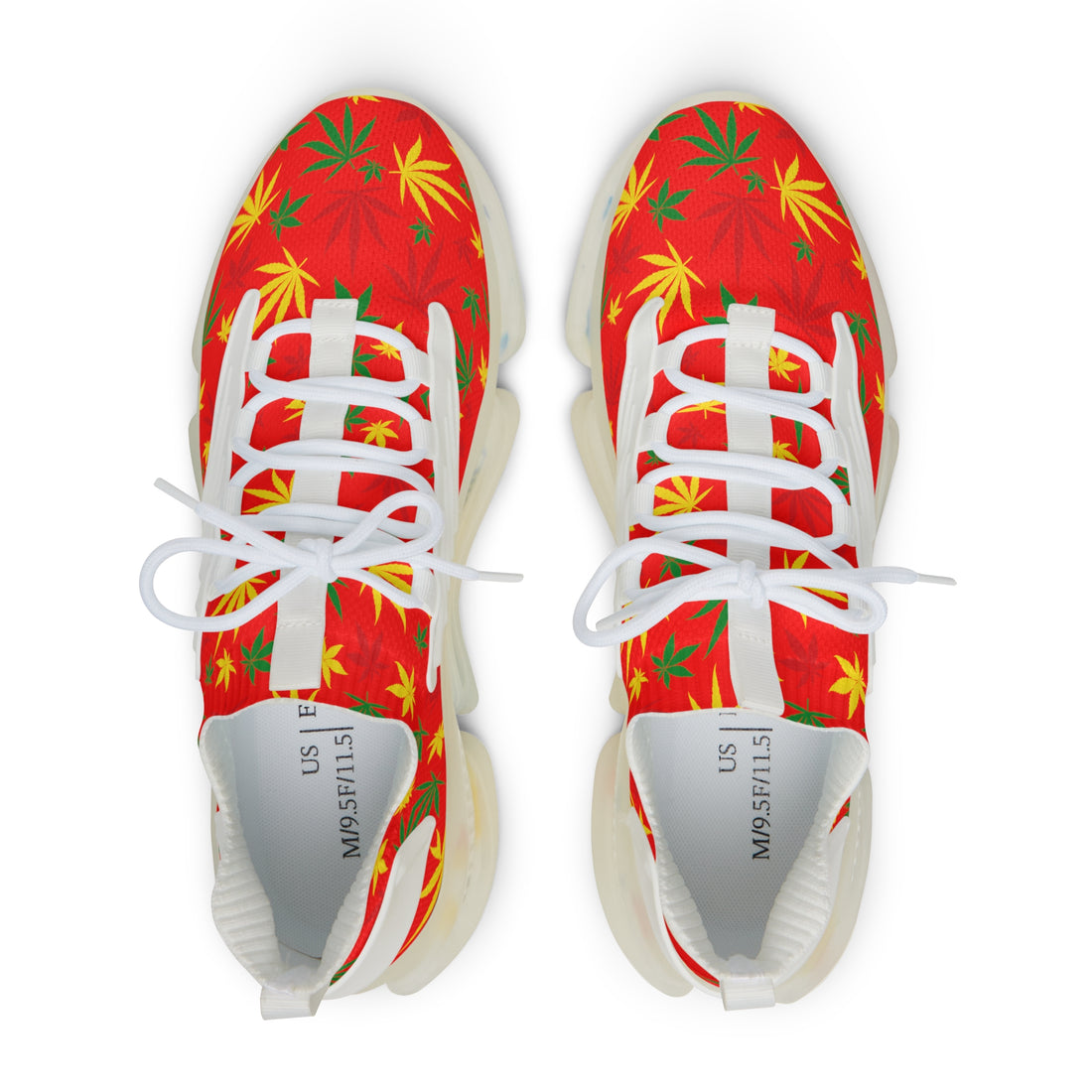 Red Tropical Rasta Toned Men's Mesh Knit Sneakers