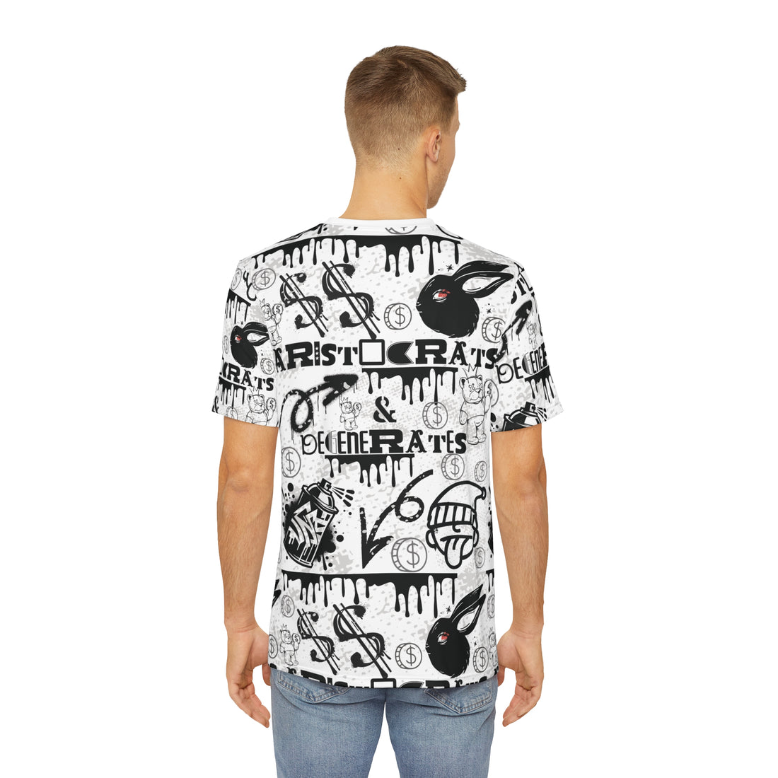 White Graphic Polar Men's Polyester Tee (AOP)