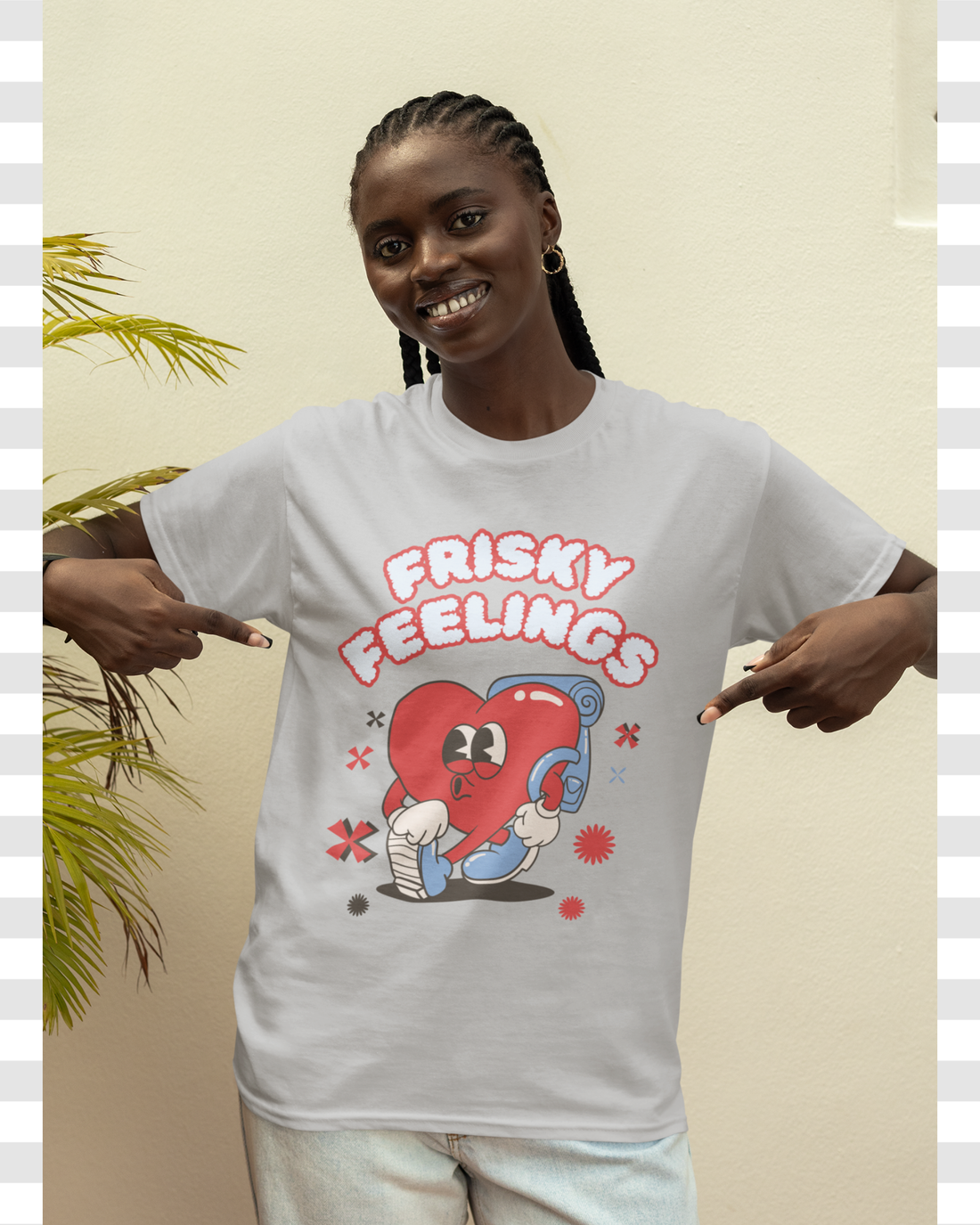 Frisky Feelings Explorer Graphic Typography Unisex Cotton Tee