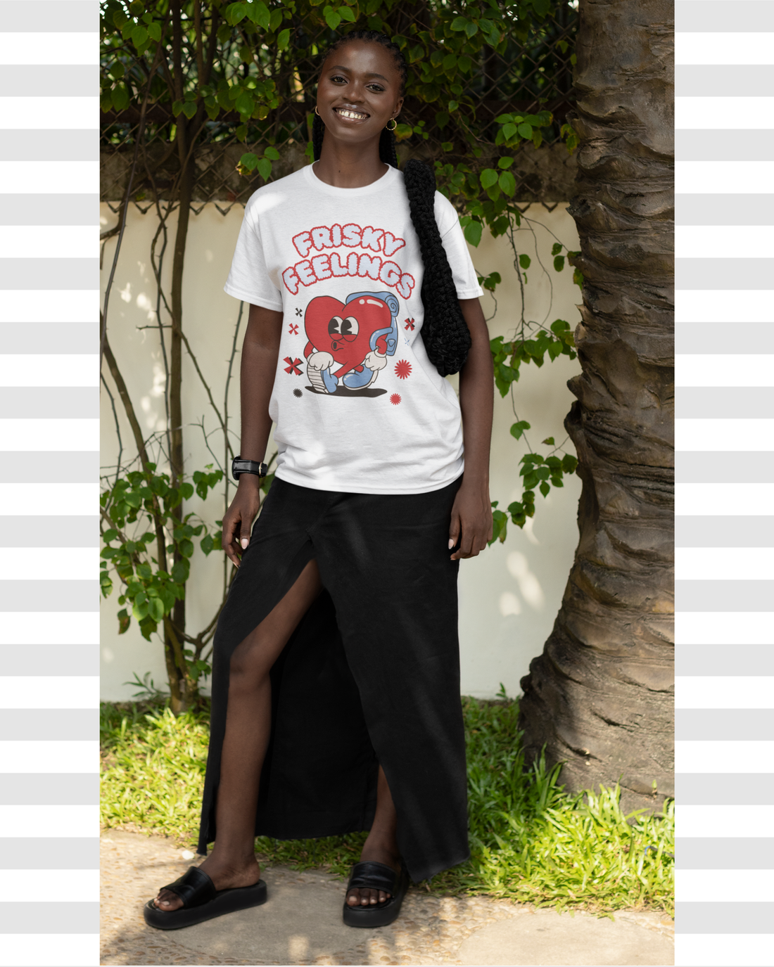 Frisky Feelings Explorer Graphic Typography Unisex Cotton Tee