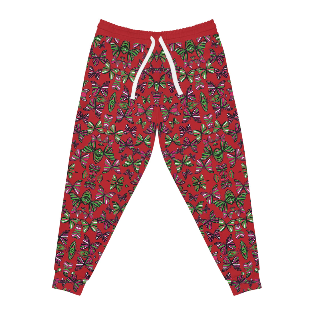 Deep Red Butterflies Kaleidoscope AOP Joggers