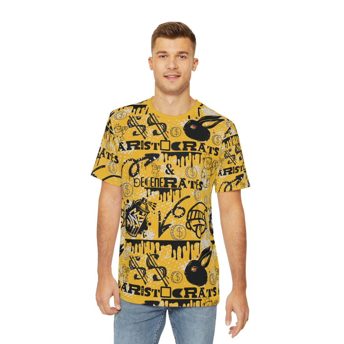 Yellow Graphic Polar Men's Polyester Tee (AOP)