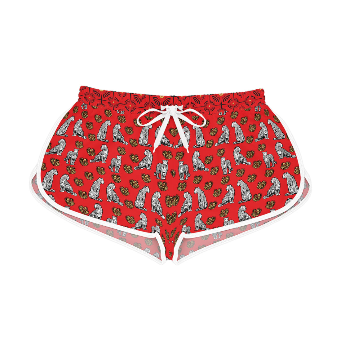 Red Cheetah Hearts Relaxed Shorts