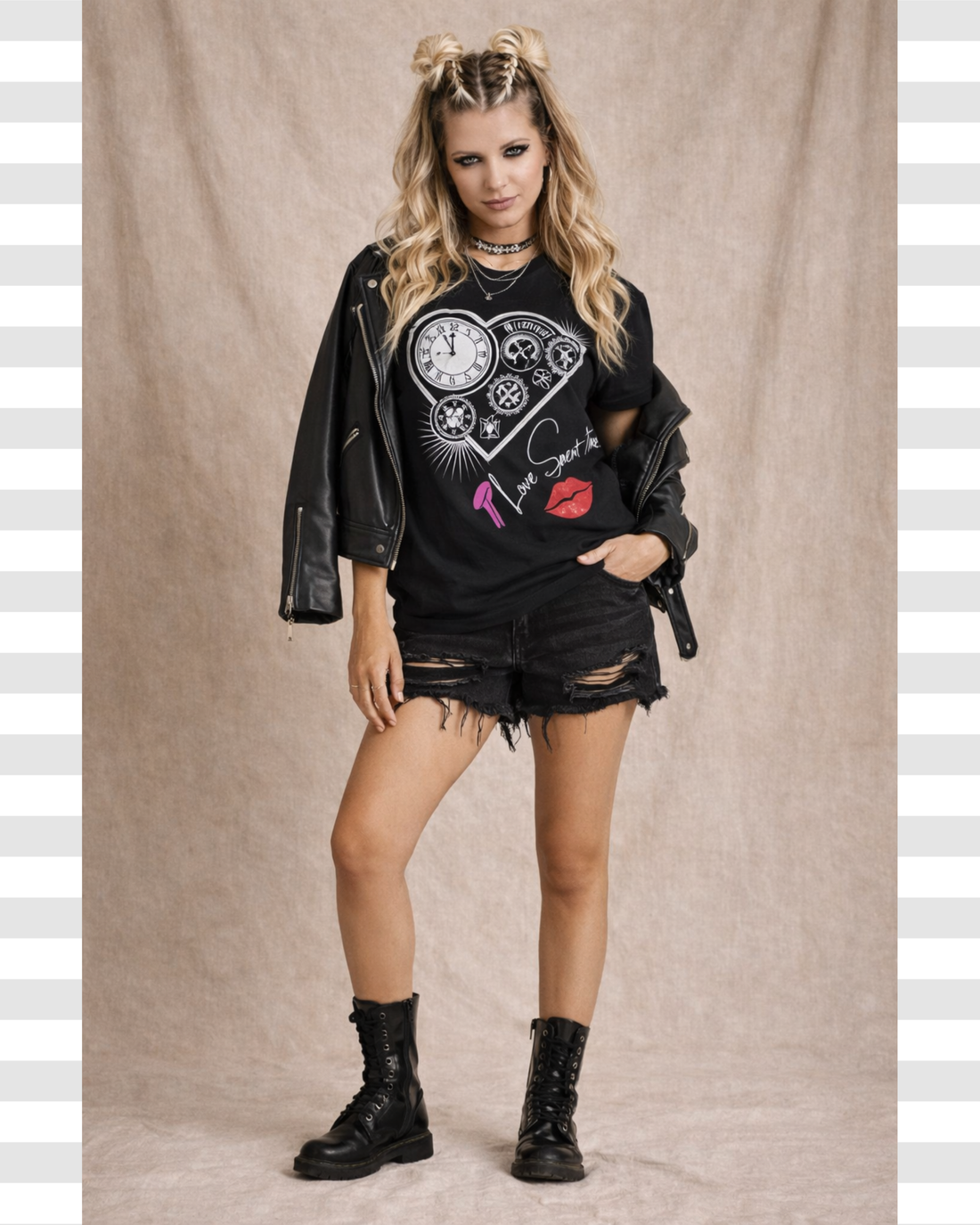 Minimal Grunge Aesthetic "Love Spent" Typography Graphic Cotton Women's Tee