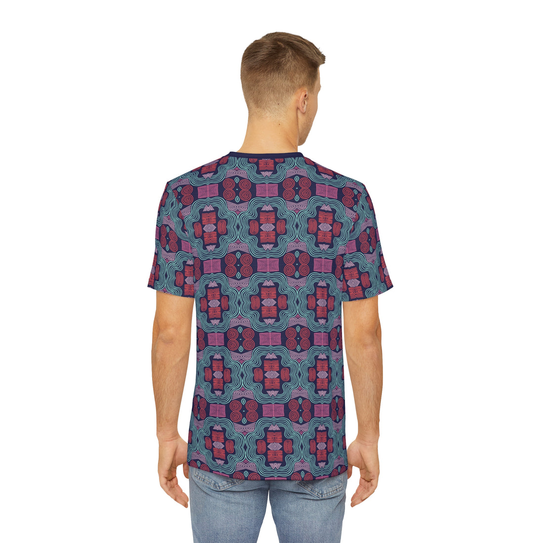 Ink Geometric Print Men's Polyester Tee (AOP)