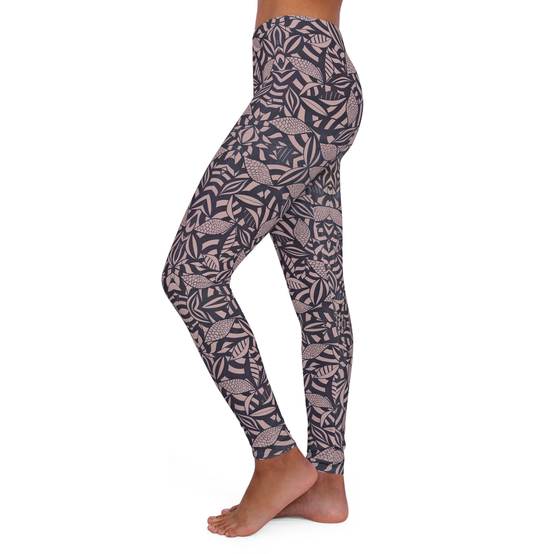 Taupe Tropical Minimalist Spandex Leggings