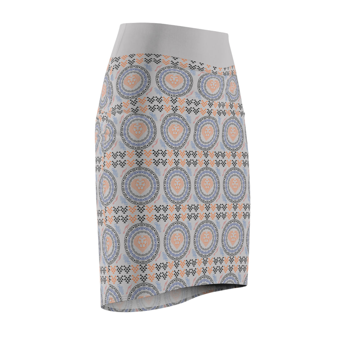 Slate Geo Lion Head Pencil Skirt