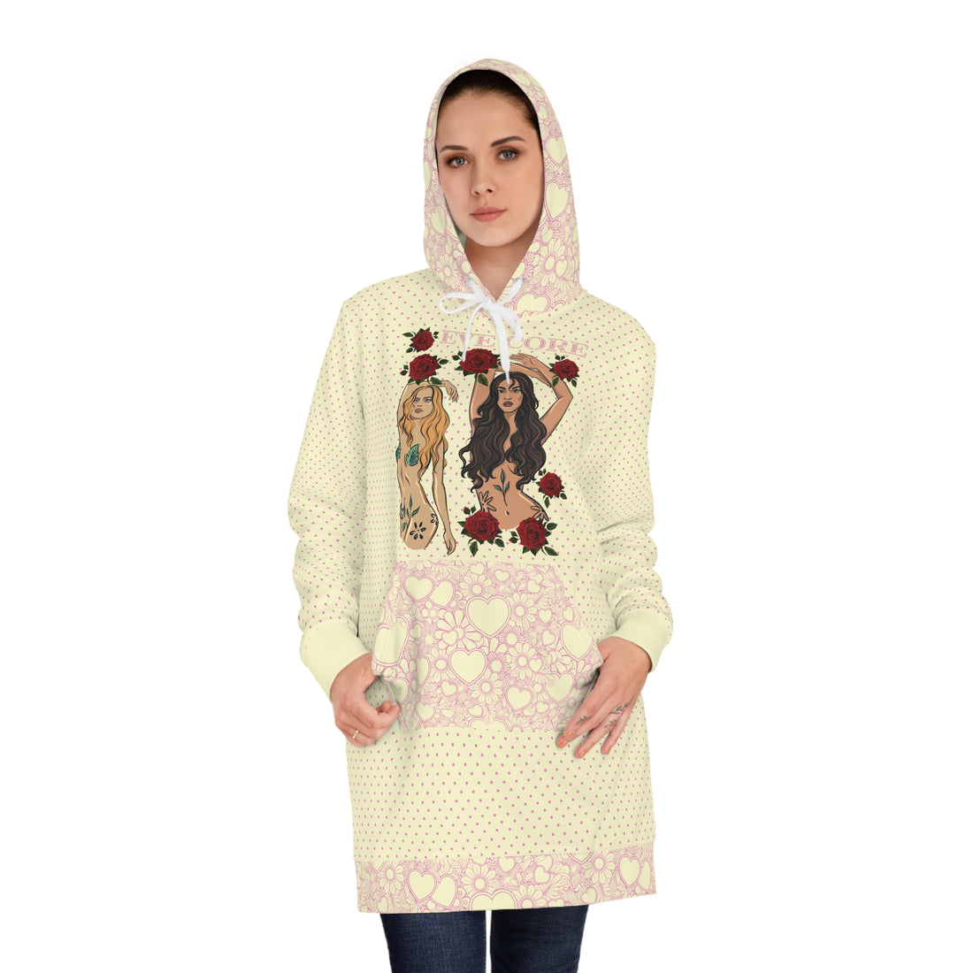 Cream Eve Core Hoodie Dress (AOP)