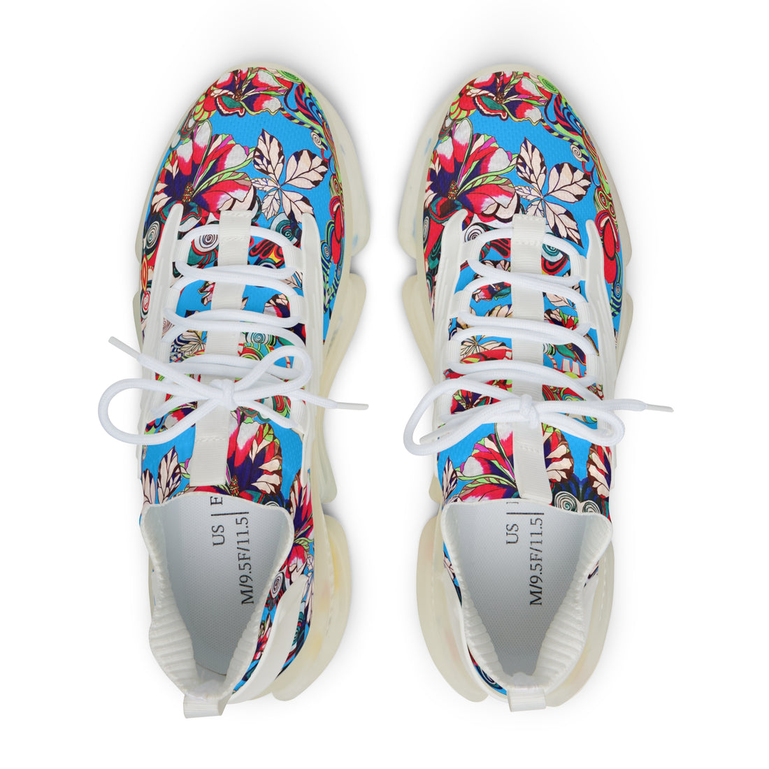 Aqua Floral Pop OTT Men's Mesh Knit Sneakers