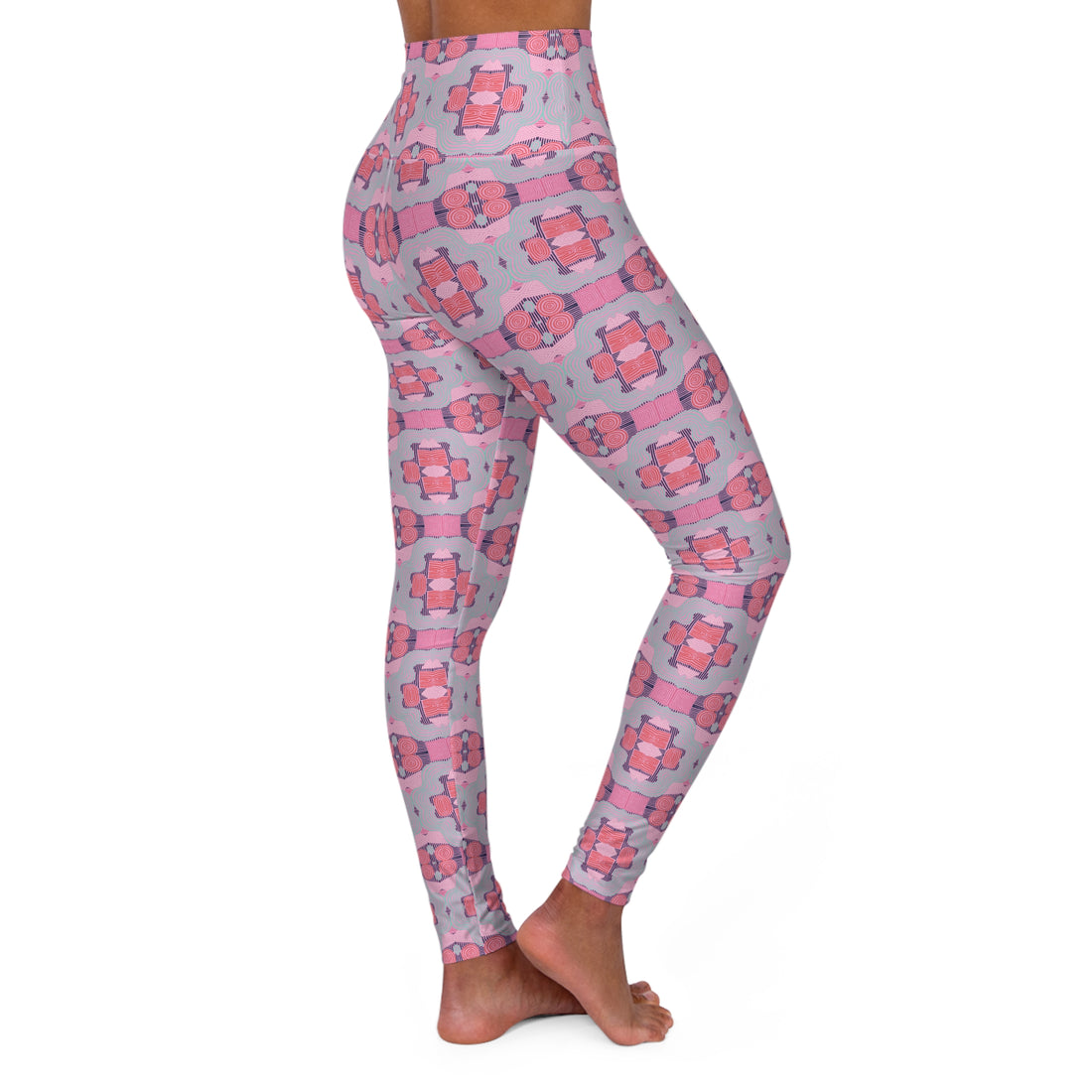 Muted Pink Geometric Print Yoga Leggings