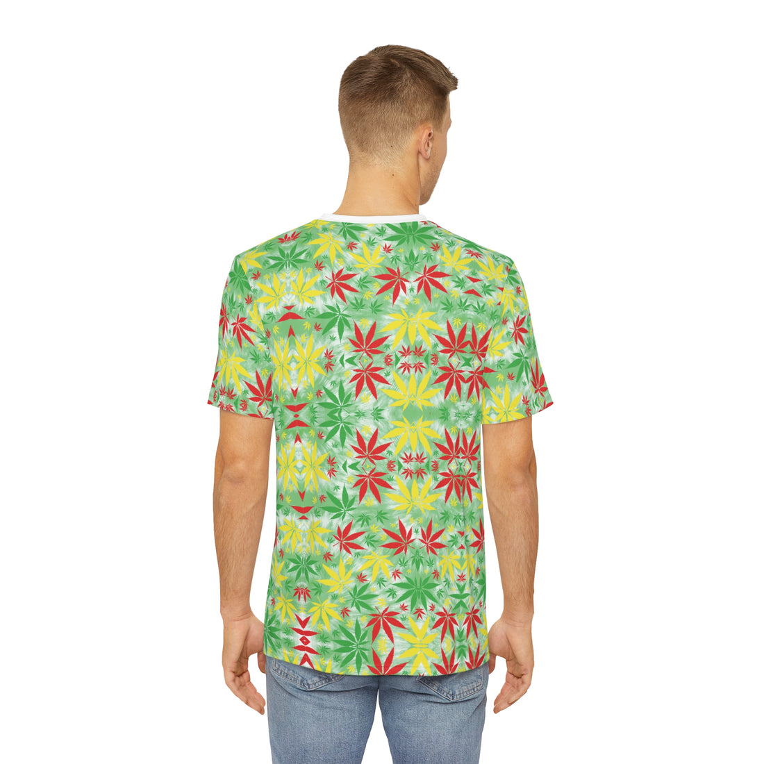 Green Tye Dye Tropical Men's Polyester Tee (AOP)