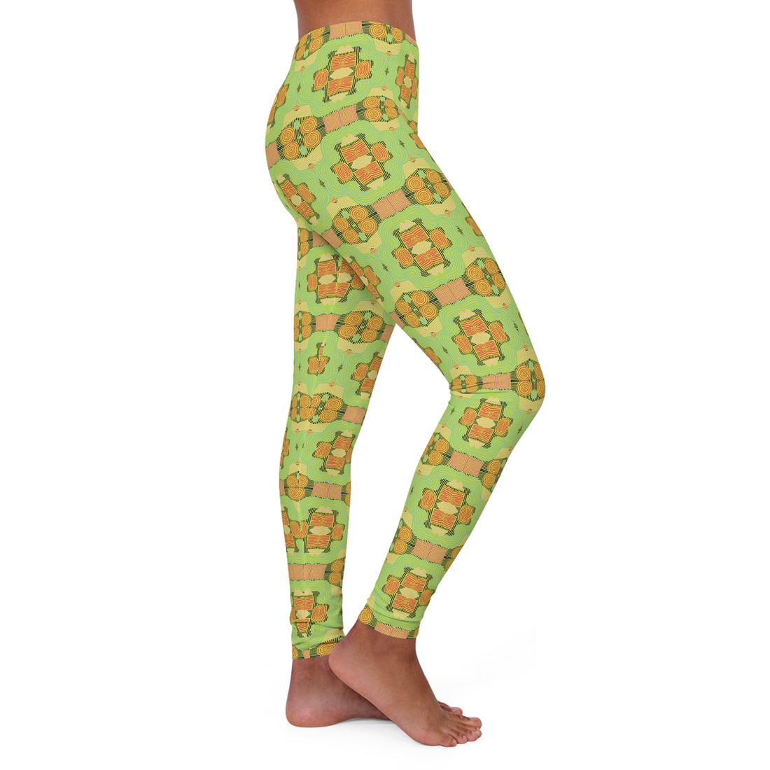 Lime Geometric Print Spandex Leggings