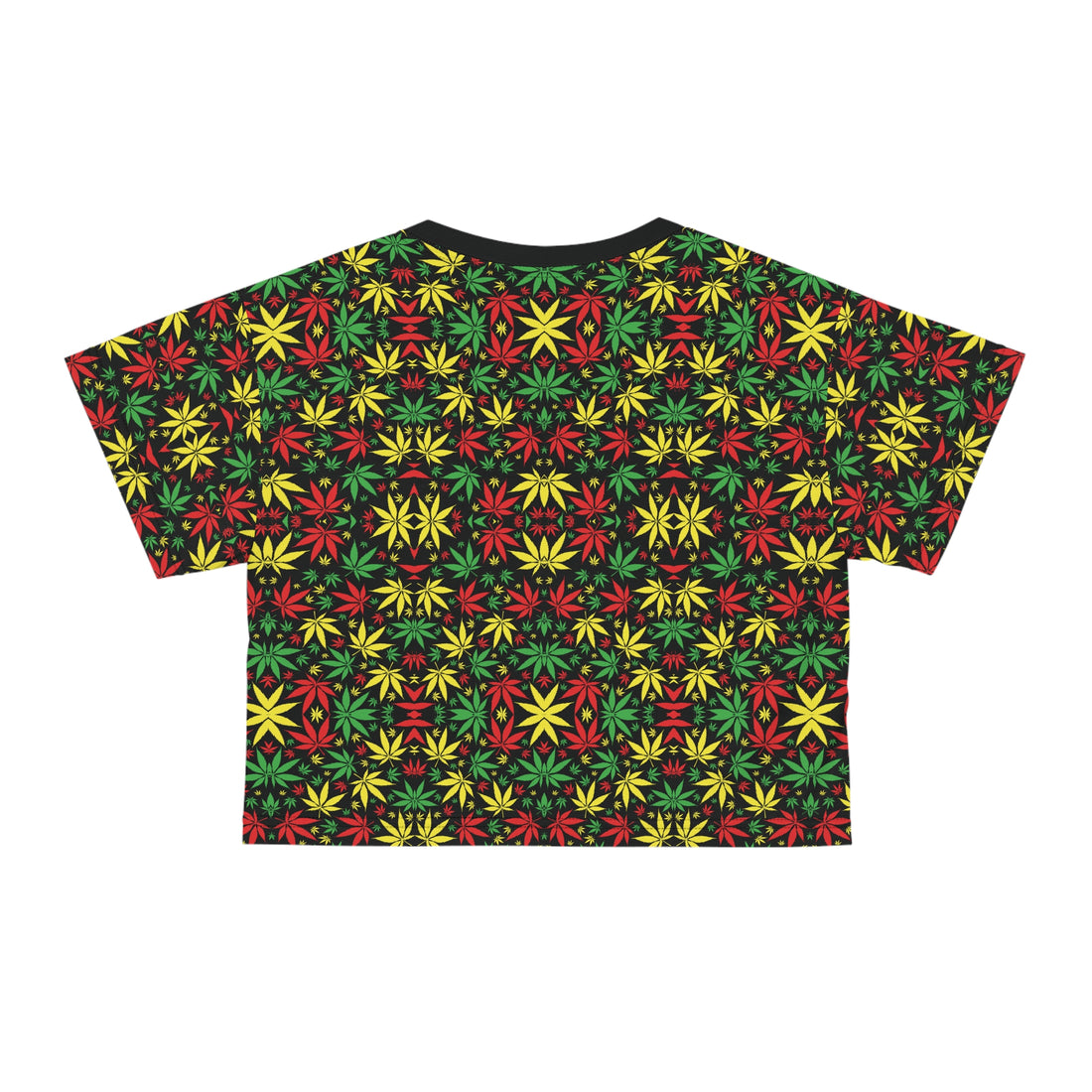 Black Tropical Rasta Toned AOP Crop Tee